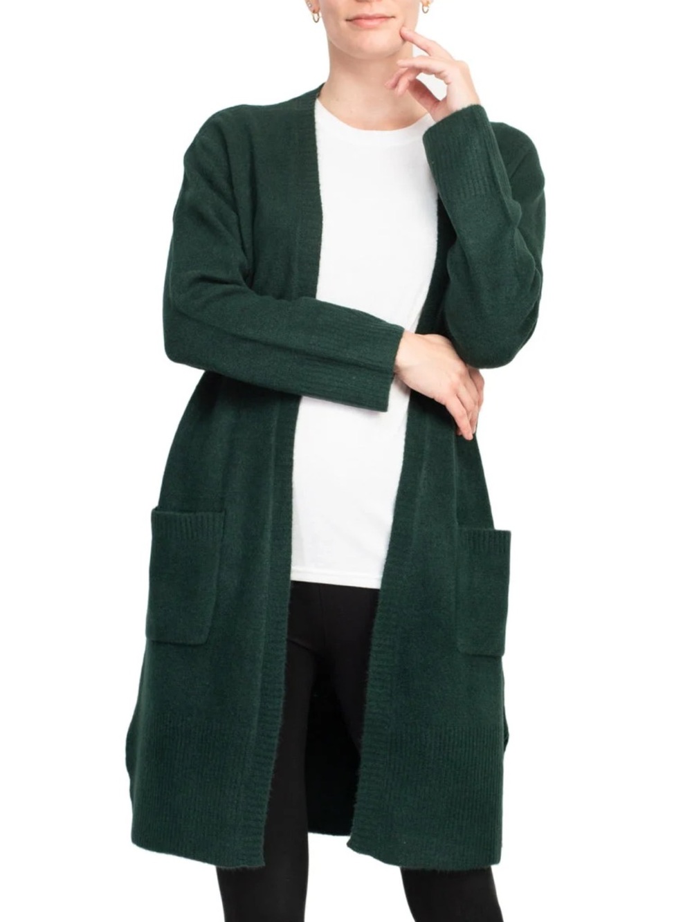 Hayden Park Long Open-Front Pocket Cardigan - Size 1X